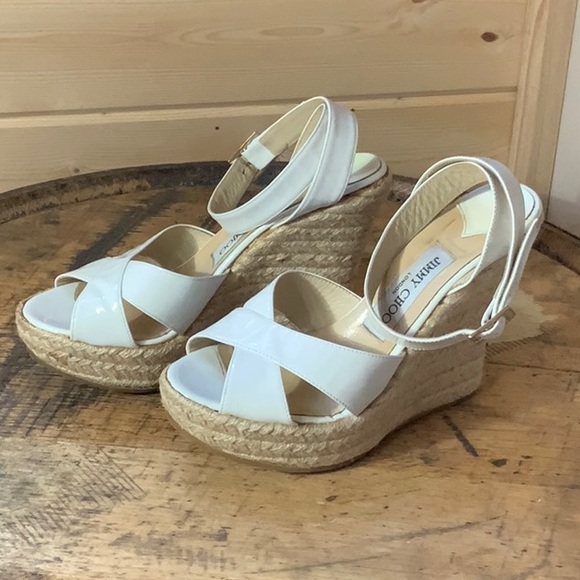 Jimmy Choo Shoes - Jimmy Choo Phoenix wedge white sandals size 7
